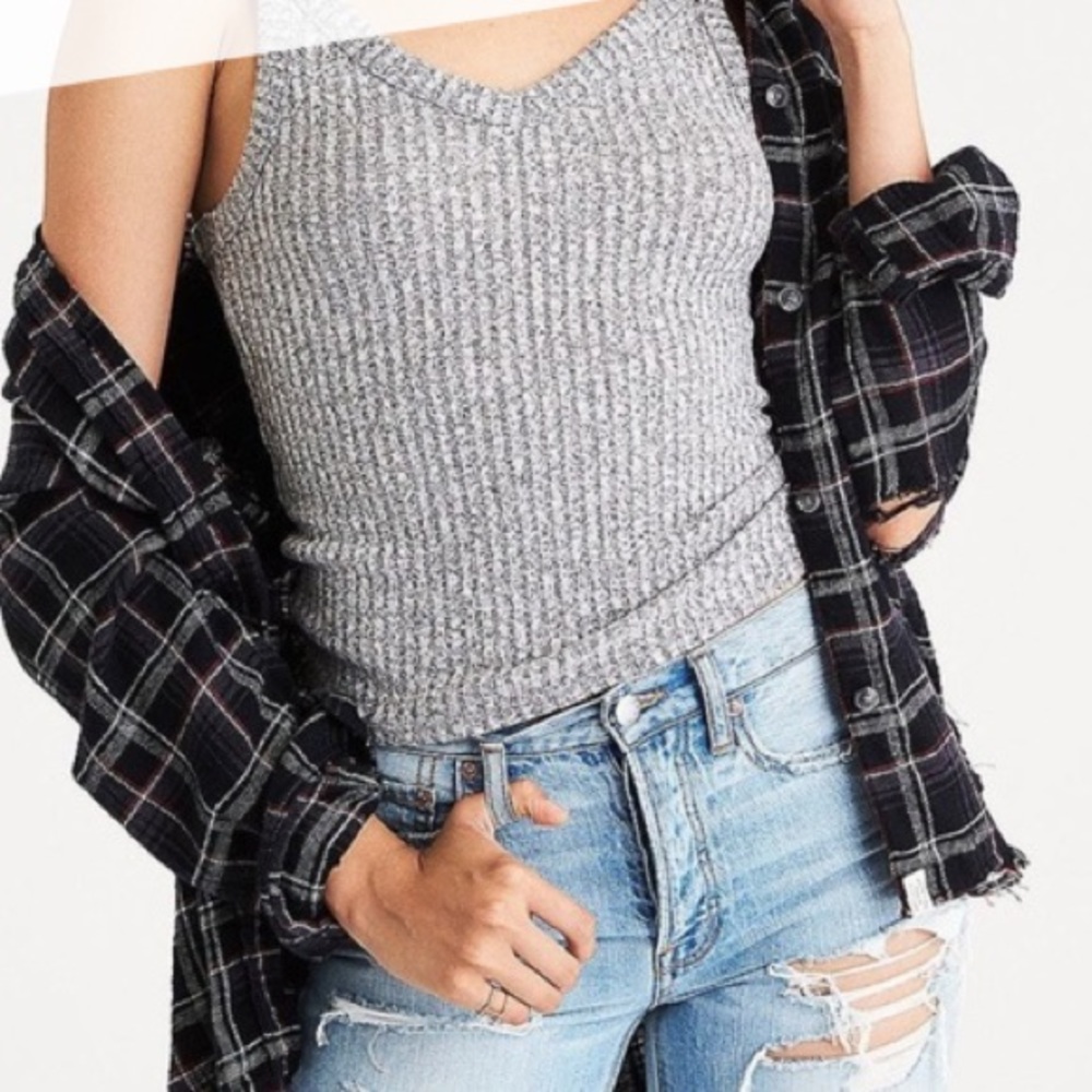 American Eagle grey ribbed soft & sexy tank top